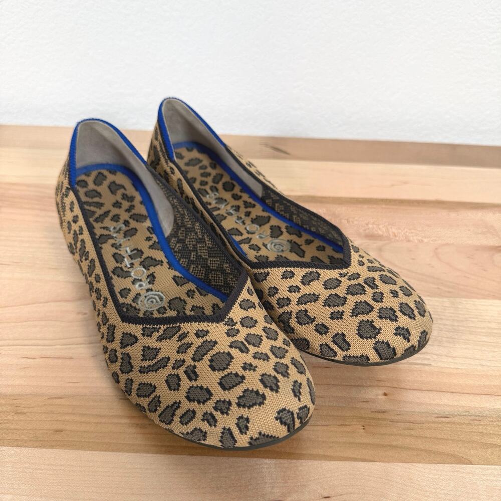Rothy’s The Flat Leopard Print Knit Ballet Flats Women’s Size 7.5 Office Casual